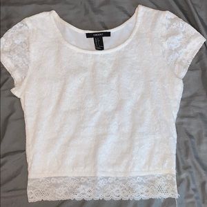 White lace crop top